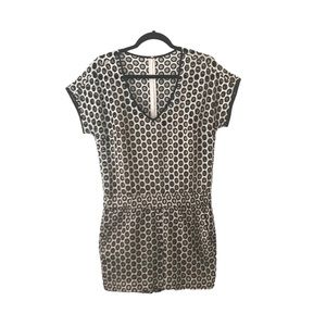 J. Crew punched-out eyelet cream and black cotton romper size 4